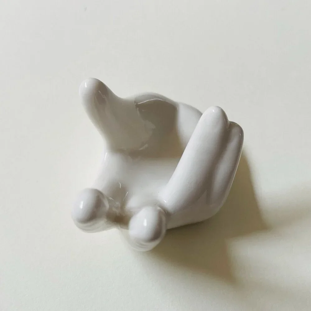 White Porcelain Hand‎ Shaped Trinket Dish Ring Holder Chopstick Home Decor White